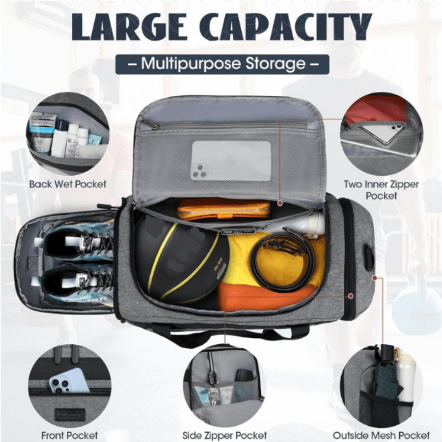 55L Sports Gym Duffel Bag For  - Men'S Shoes Water Resistant 评论和价格